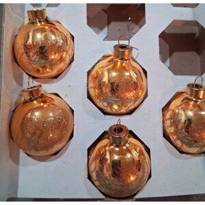 Vintage Pyramid Gold Glass Christmas Ornaments With Glitter Accents Set Of 5 Mad